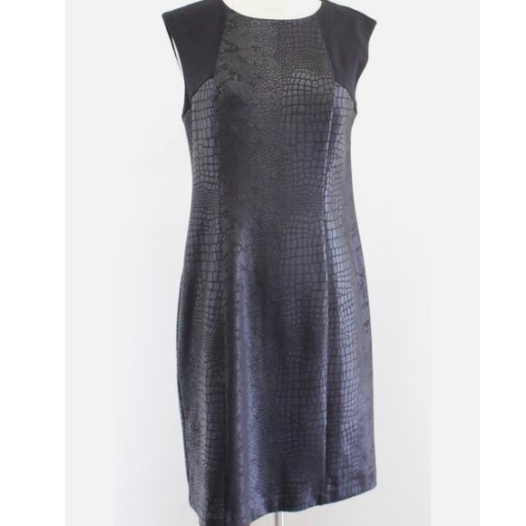 Chicos Black Ponte Embossed Snakeskin Print Jackie Dress - Chico’s Sz  3 = 16 XL - Picture 10 of 12